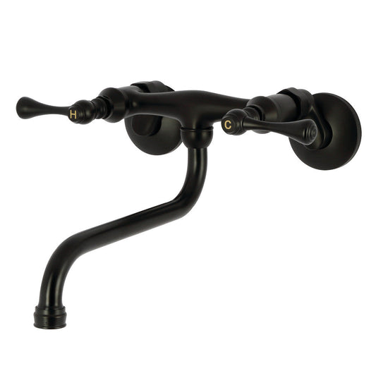 Kingston Wall-Mount Bathroom Faucet in Matte Black