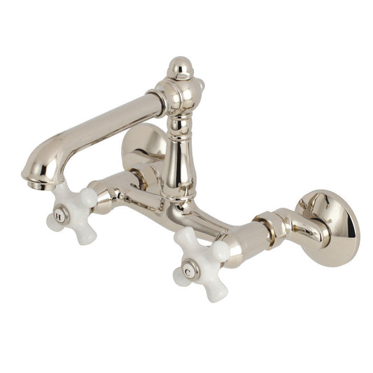 English Country Wall Mount Kitchen Faucet in Polished Nickel