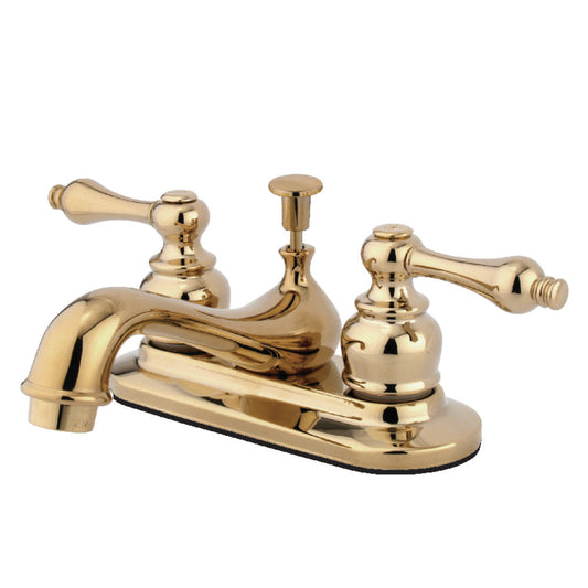 Restoration 4 Inch Centerset Bathroom Faucet in Polished Brass