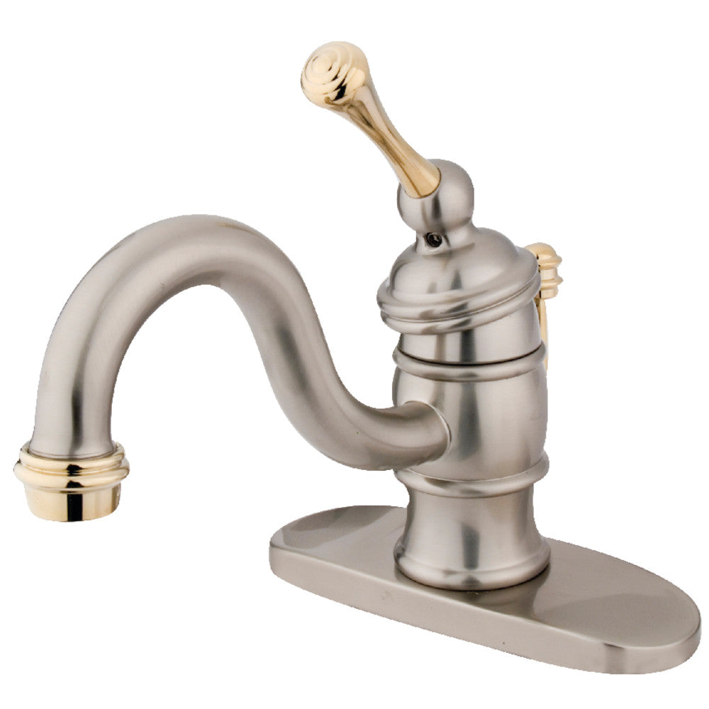 Victorian Single-Hole Bathroom Faucet in Brushed Nickel/Polished Brass
