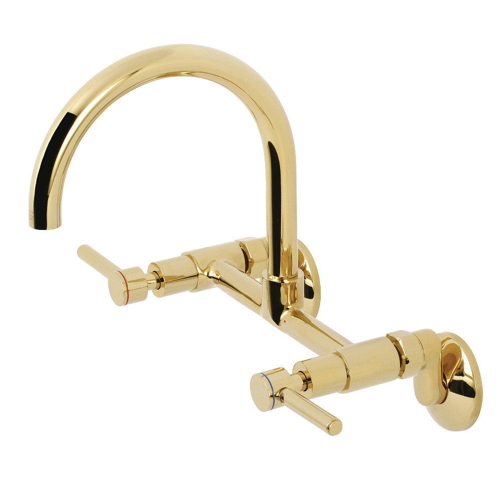 Concord Wall Mount Kitchen Faucet in Polished Brass