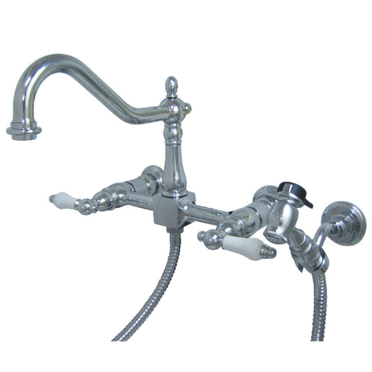 Heritage Wall Mount Kitchen Faucet in Polished Chrome