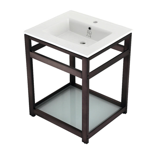 Quadras 25.19 Inch Console Sink in White