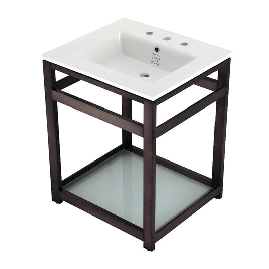 Quadras 25.19 Inch Console Sink in White