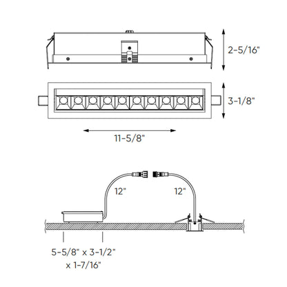Recessed 5CCT linear with 10 mini swivel spot lights