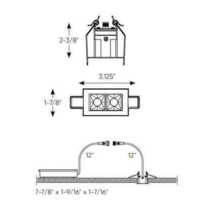Recessed 5CCT downlight with 2 spot lights