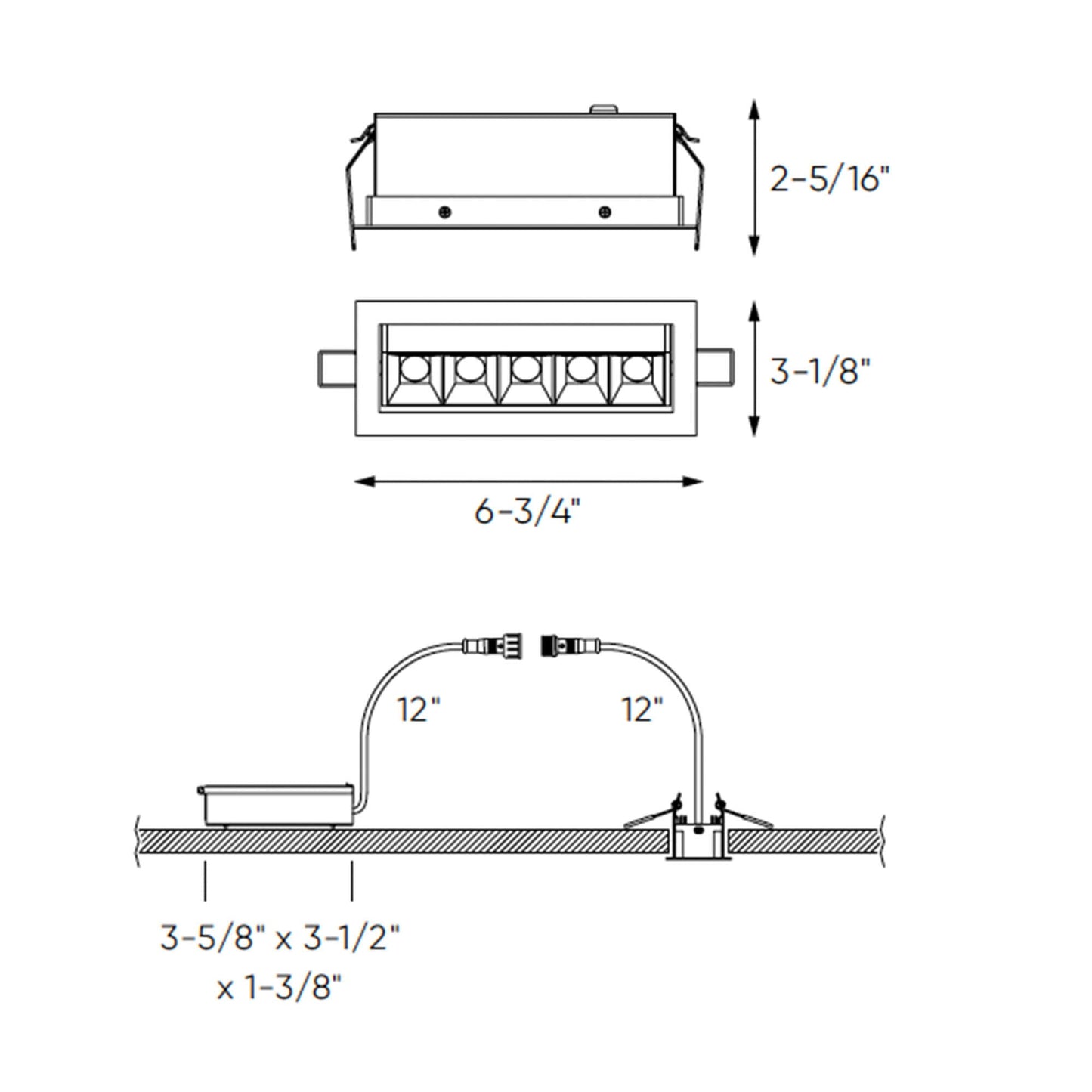 Recessed 5CCT linear with 5 mini swivel spot lights