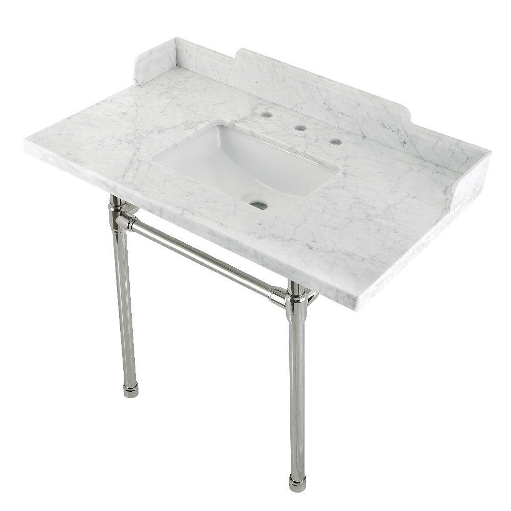 Dreyden 36 Inch Console Sink in Carrara Marble