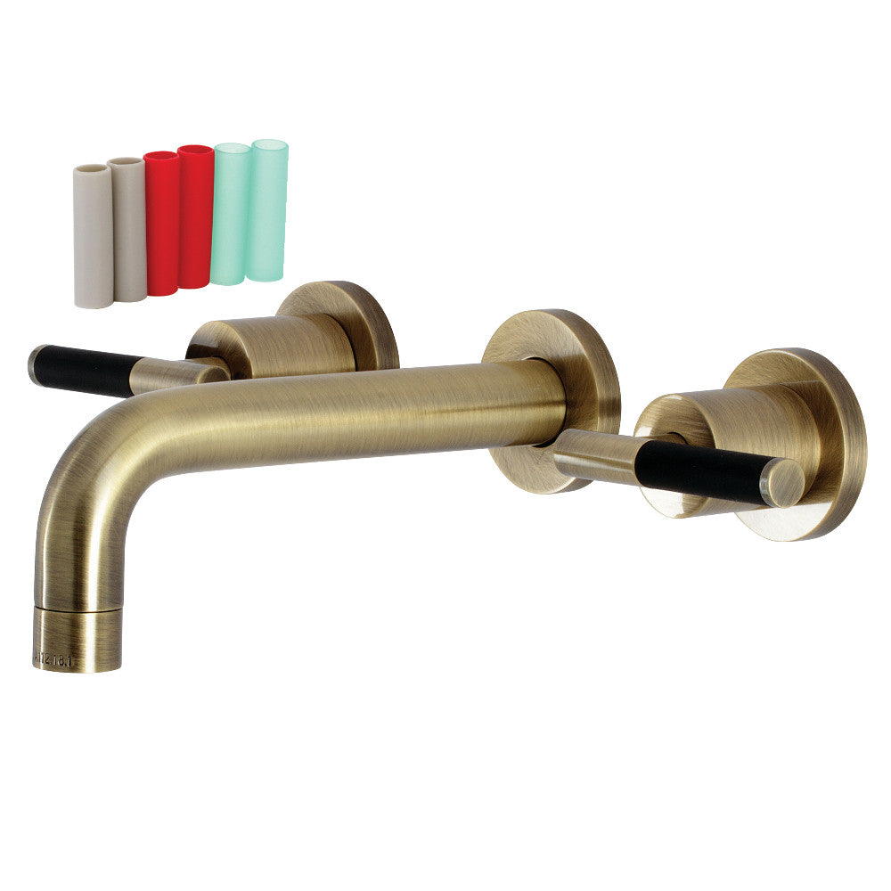 Kaiser Wall-Mount Bathroom Faucet in Antique Brass