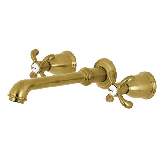 French Country Wall-Mount Bathroom Faucet in Brushed Brass