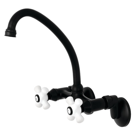 Kingston Wall Mount Kitchen Faucet in Matte Black