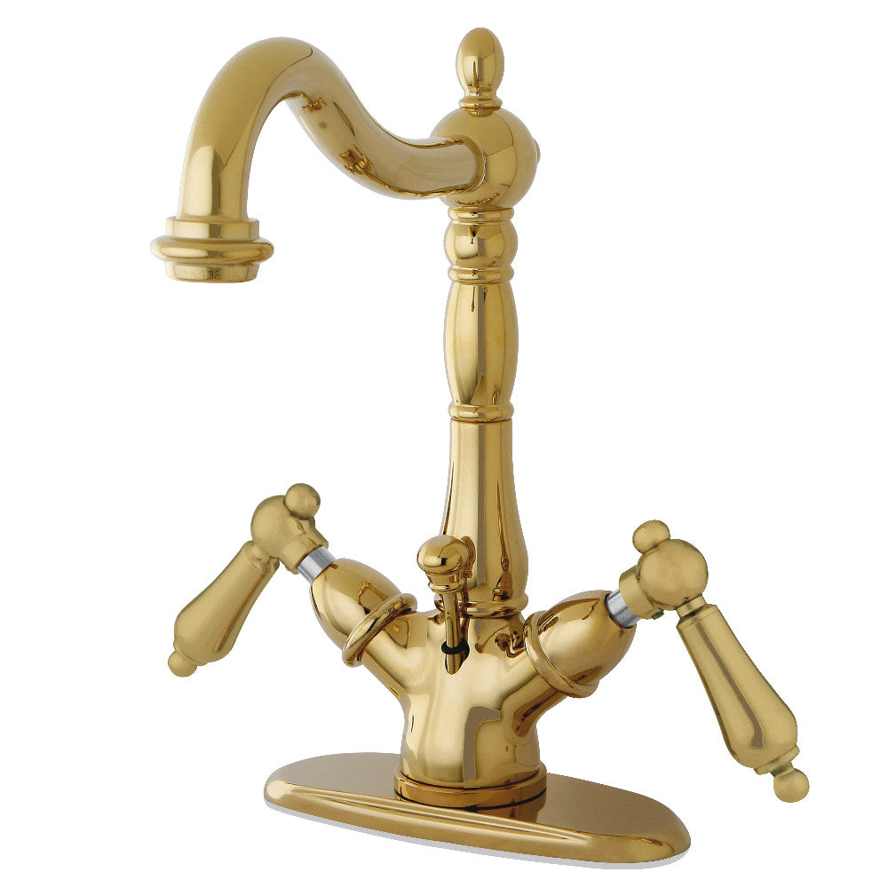 Heritage 4 Inch Centerset Bathroom Faucet in Polished Brass