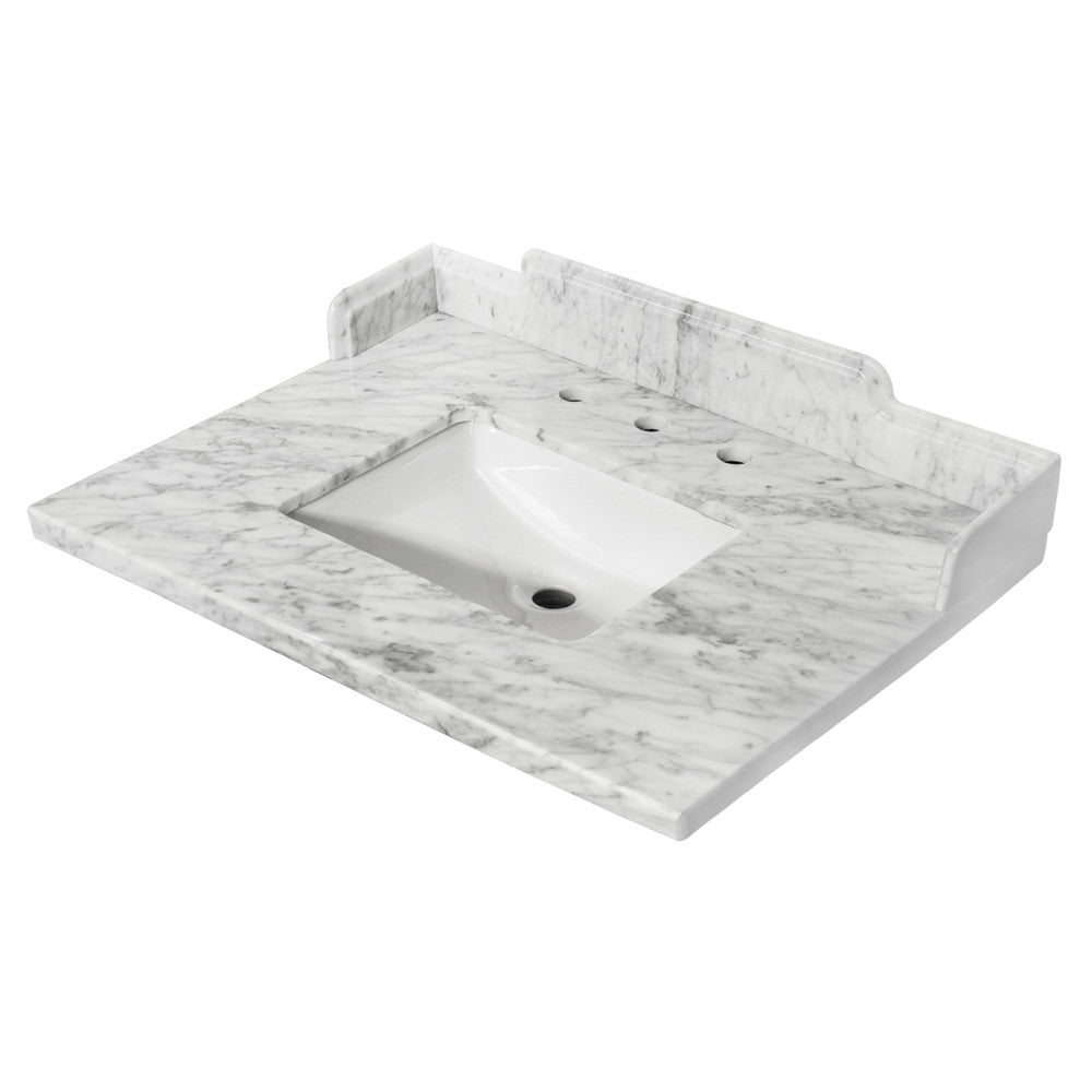 Pemberton 30 Inch Vanity Sink Top in Carrara White