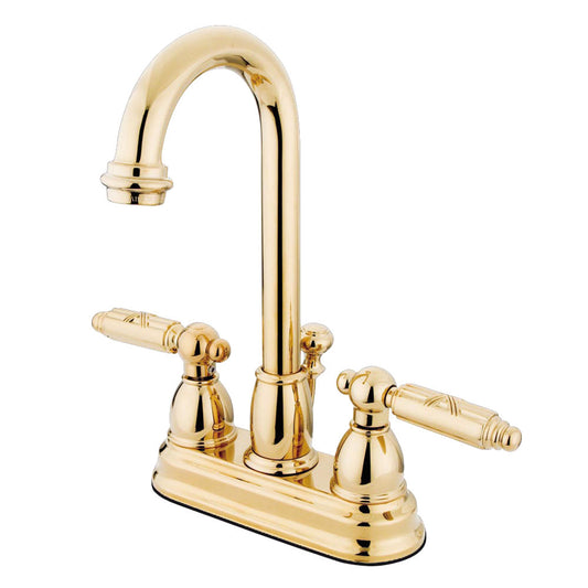 Vintage 4 Inch Centerset Bathroom Faucet in Polished Brass