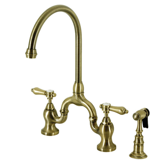 Heirloom Bridge Kitchen Faucet in Antique Brass