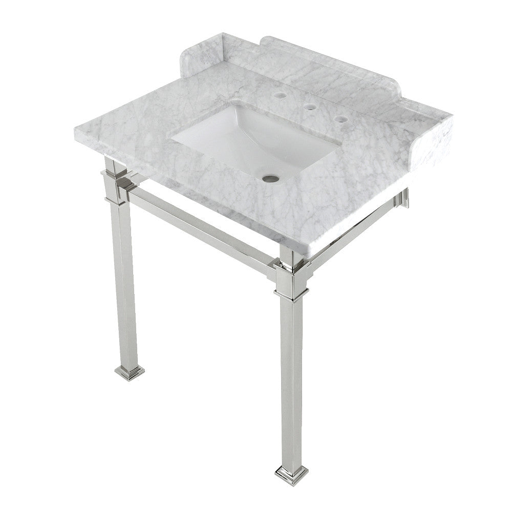 Viceroy 30 Inch Console Sink in Carrara Marble