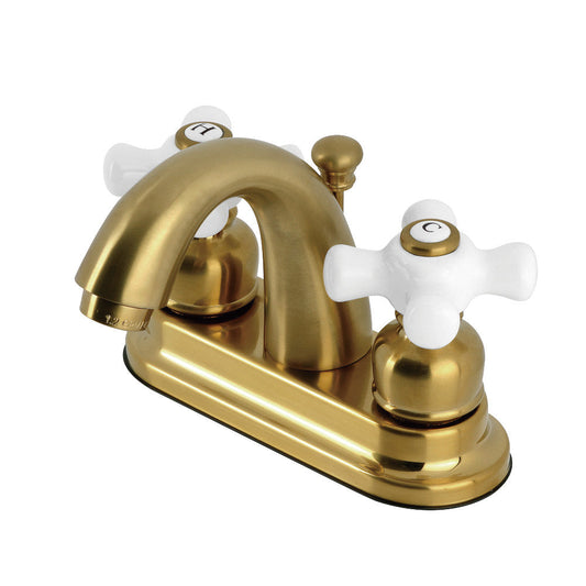 Restoration 4 Inch Centerset Bathroom Faucet in Brushed Brass