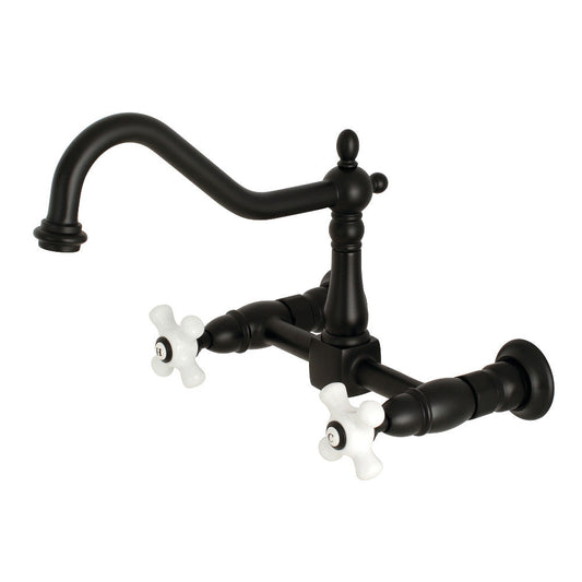Heritage Wall Mount Kitchen Faucet in Matte Black