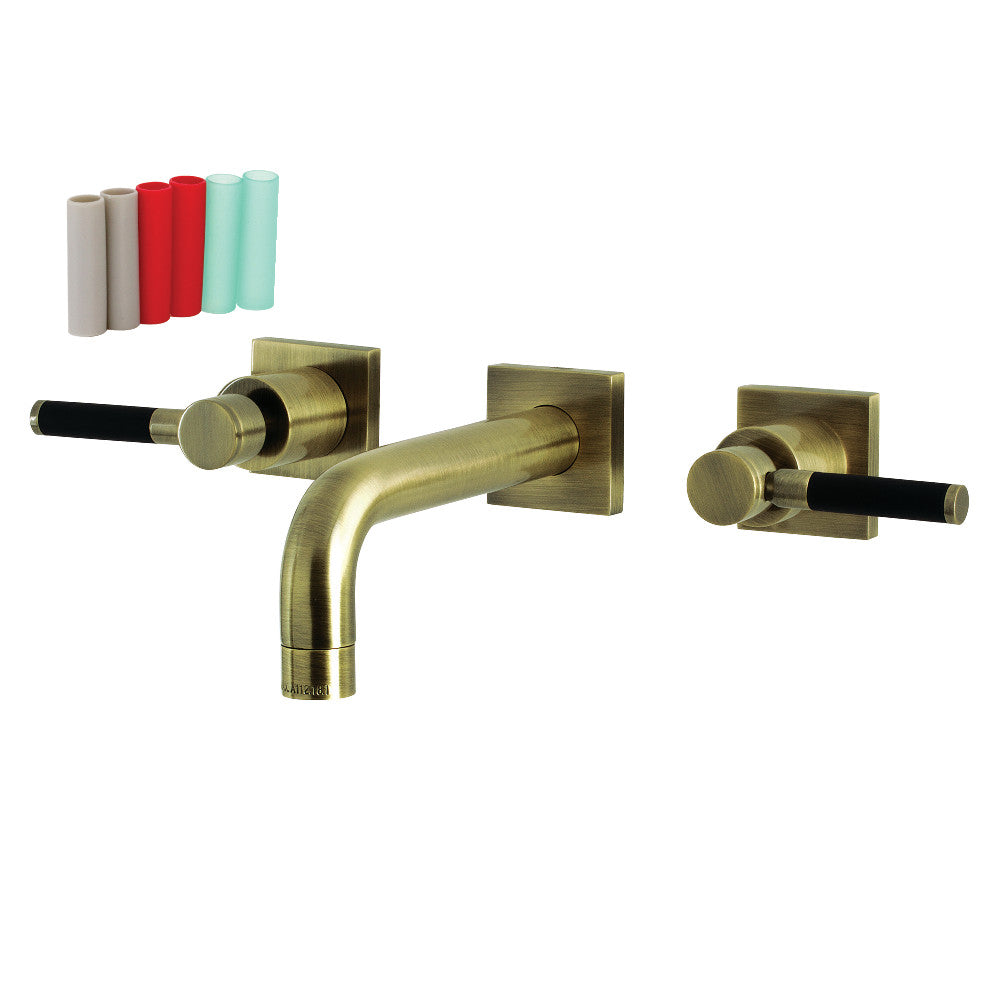 Kaiser Wall-Mount Bathroom Faucet in Antique Brass