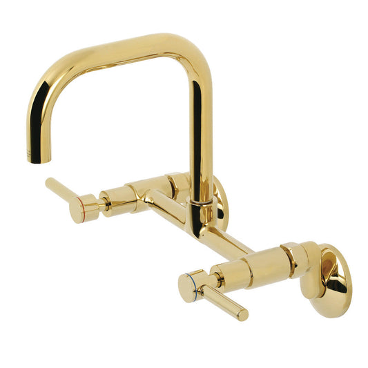 Concord Wall Mount Kitchen Faucet in Polished Brass
