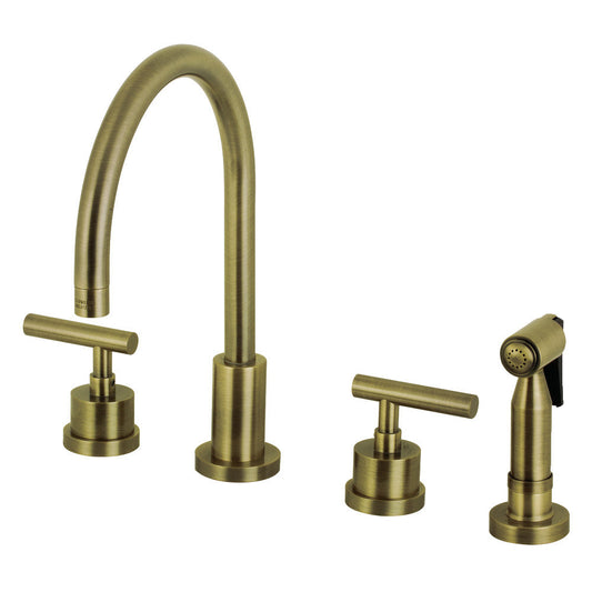 Manhattan Widespread Kitchen Faucet in Antique Brass