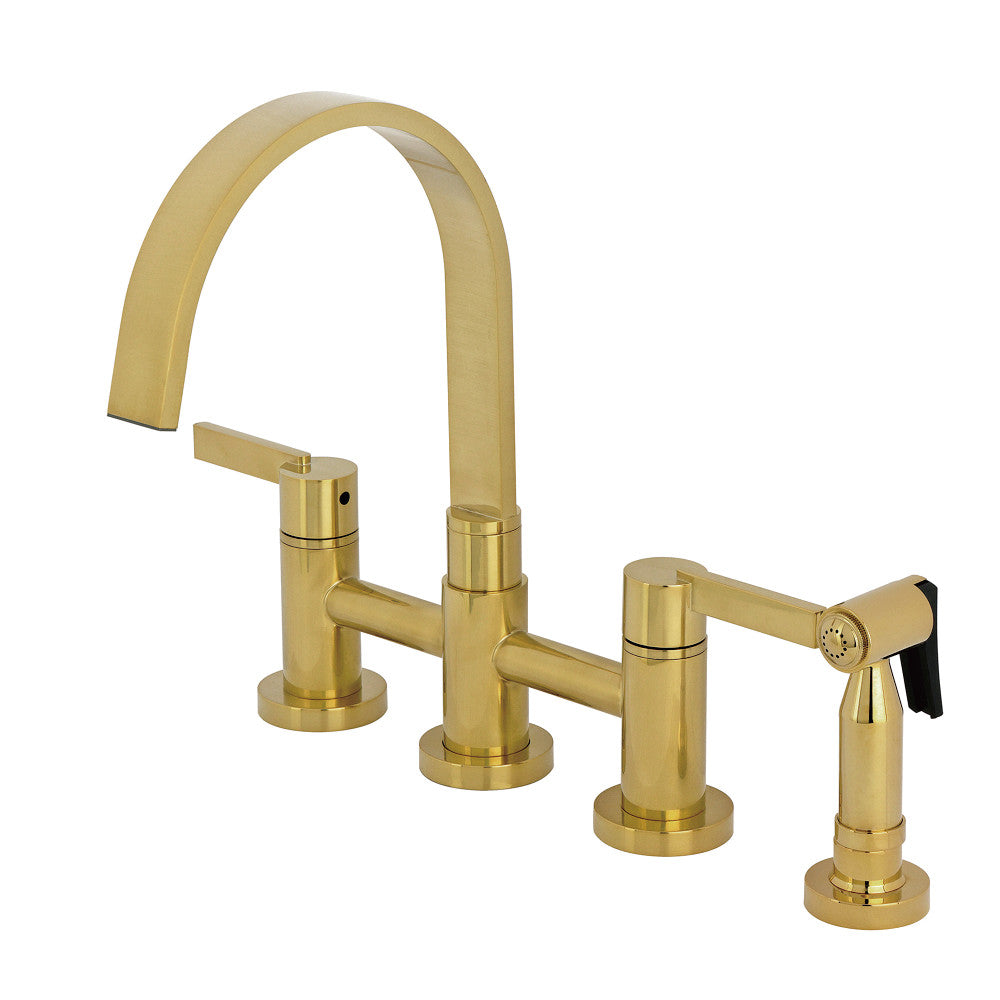 Continental Bridge Kitchen Faucet in Brushed Brass