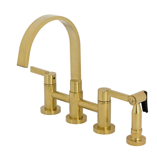 Continental Bridge Kitchen Faucet in Brushed Brass