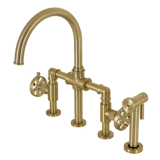 Belknap Bridge Kitchen Faucet in Brushed Brass