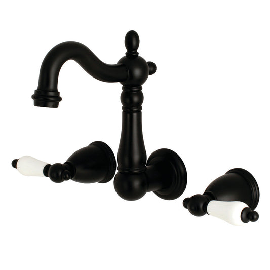 Heritage Wall-Mount Bathroom Faucet in Matte Black