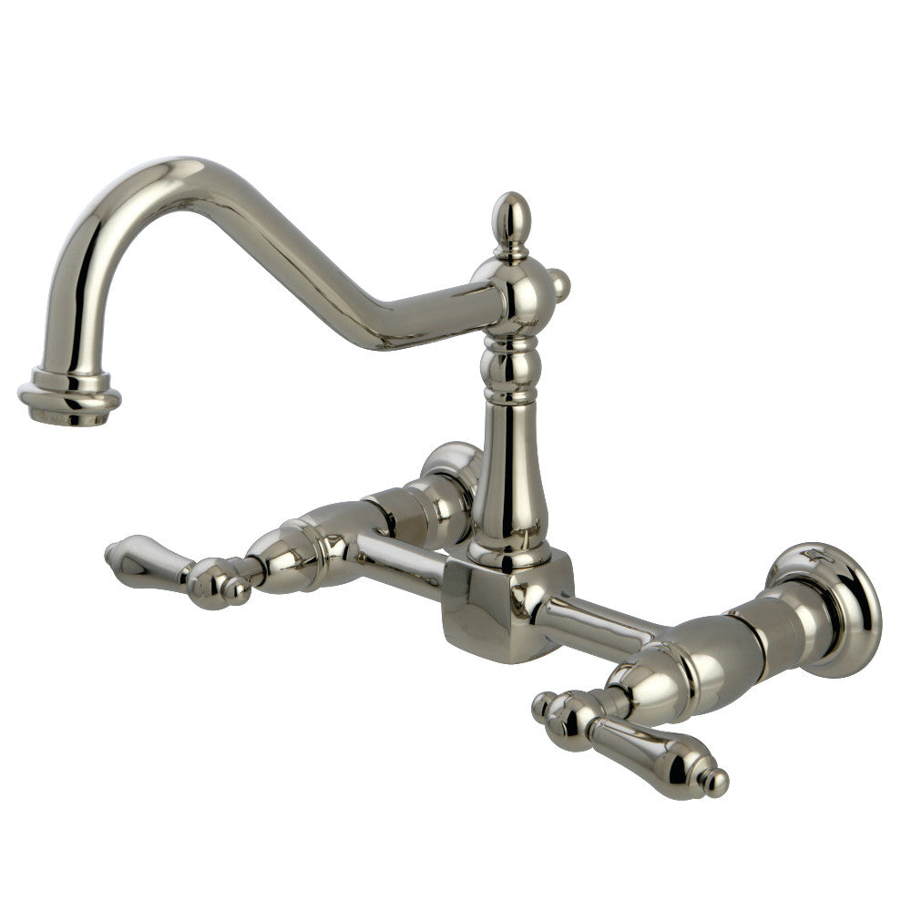 Heritage Wall Mount Kitchen Faucet in Polished Nickel