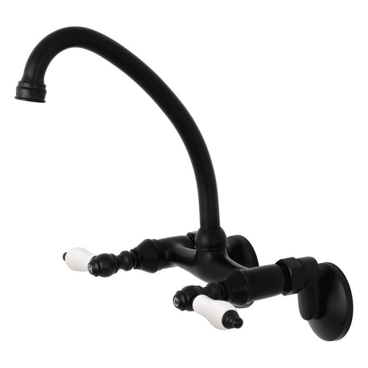 Kingston Wall Mount Kitchen Faucet in Matte Black