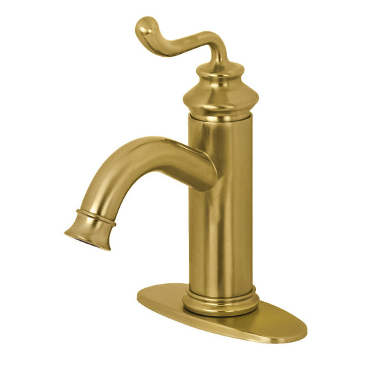 Royale Single-Hole Bathroom Faucet in Brushed Brass