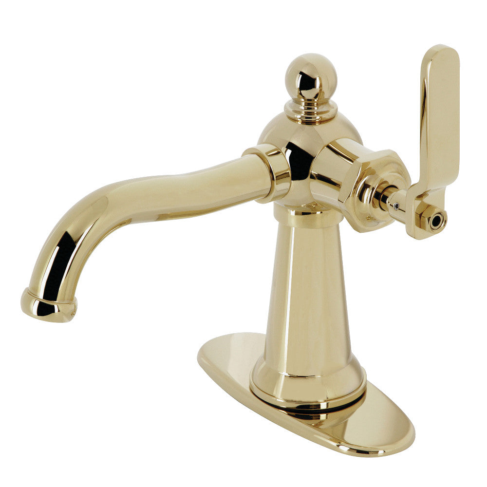 Knight Single-Hole Bathroom Faucet in Polished Brass