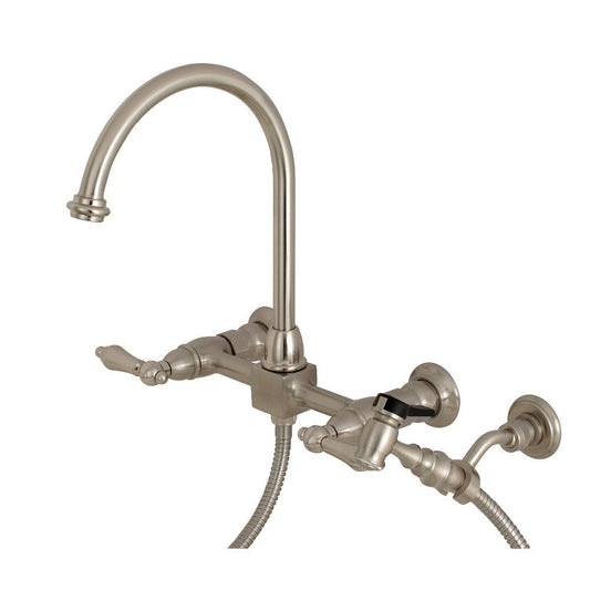 Restoration Wall Mount Kitchen Faucet in Brushed Nickel
