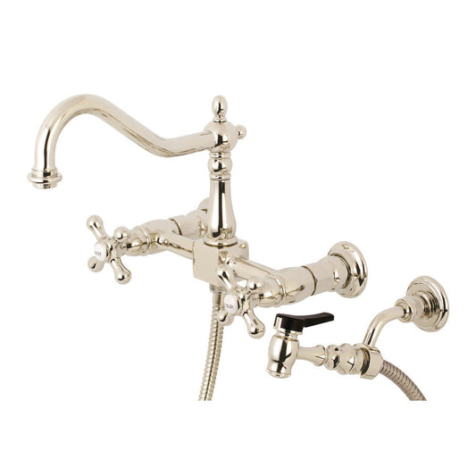 Heritage Wall Mount Kitchen Faucet in Polished Nickel