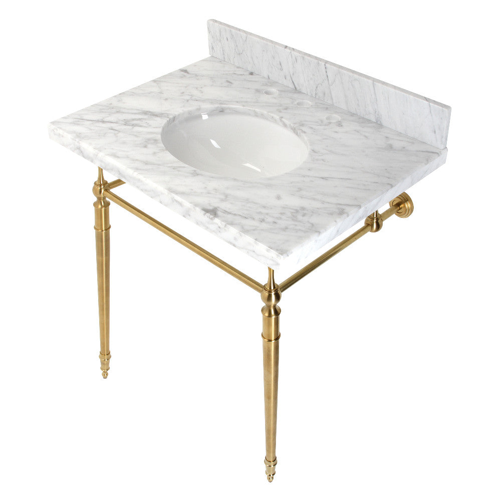 Edwardian 30 Inch Console Sink in Carrara Marble