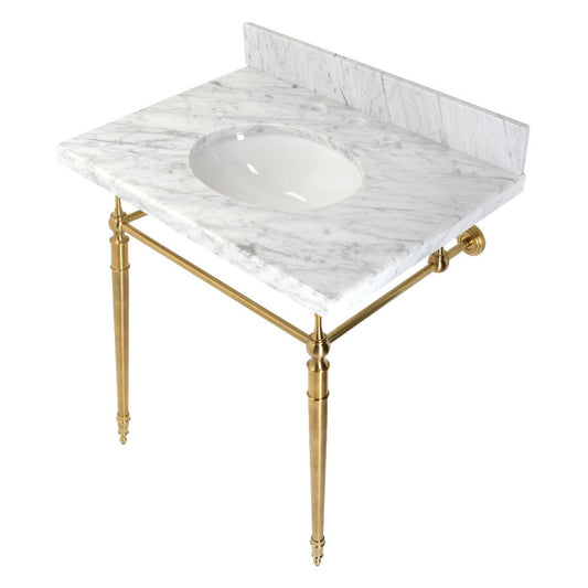 Edwardian 30 Inch Console Sink in Carrara Marble