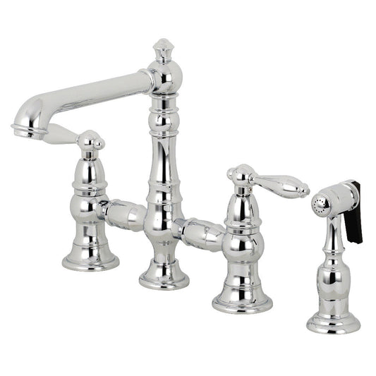 English Country Bridge Kitchen Faucet in Polished Chrome