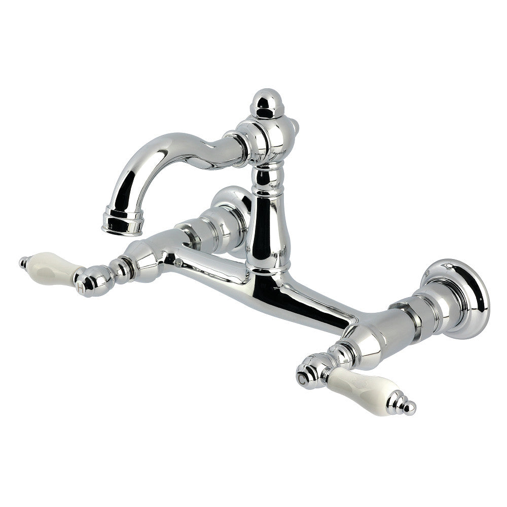 Vintage Wall Mount Kitchen Faucet in Polished Chrome