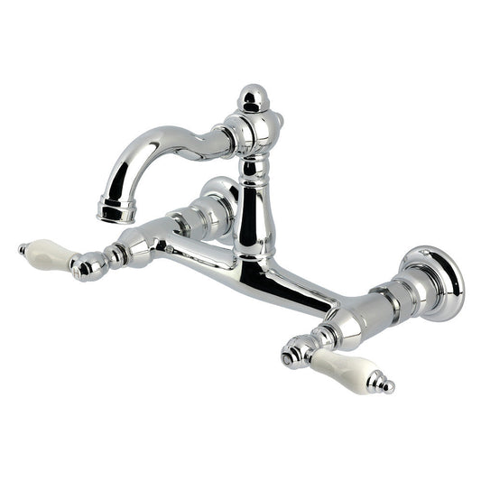Vintage Wall Mount Kitchen Faucet in Polished Chrome