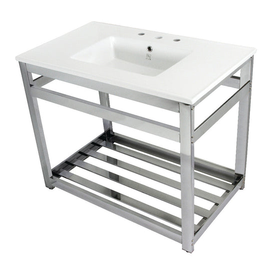 Quadras 37.38 Inch Console Sink in White