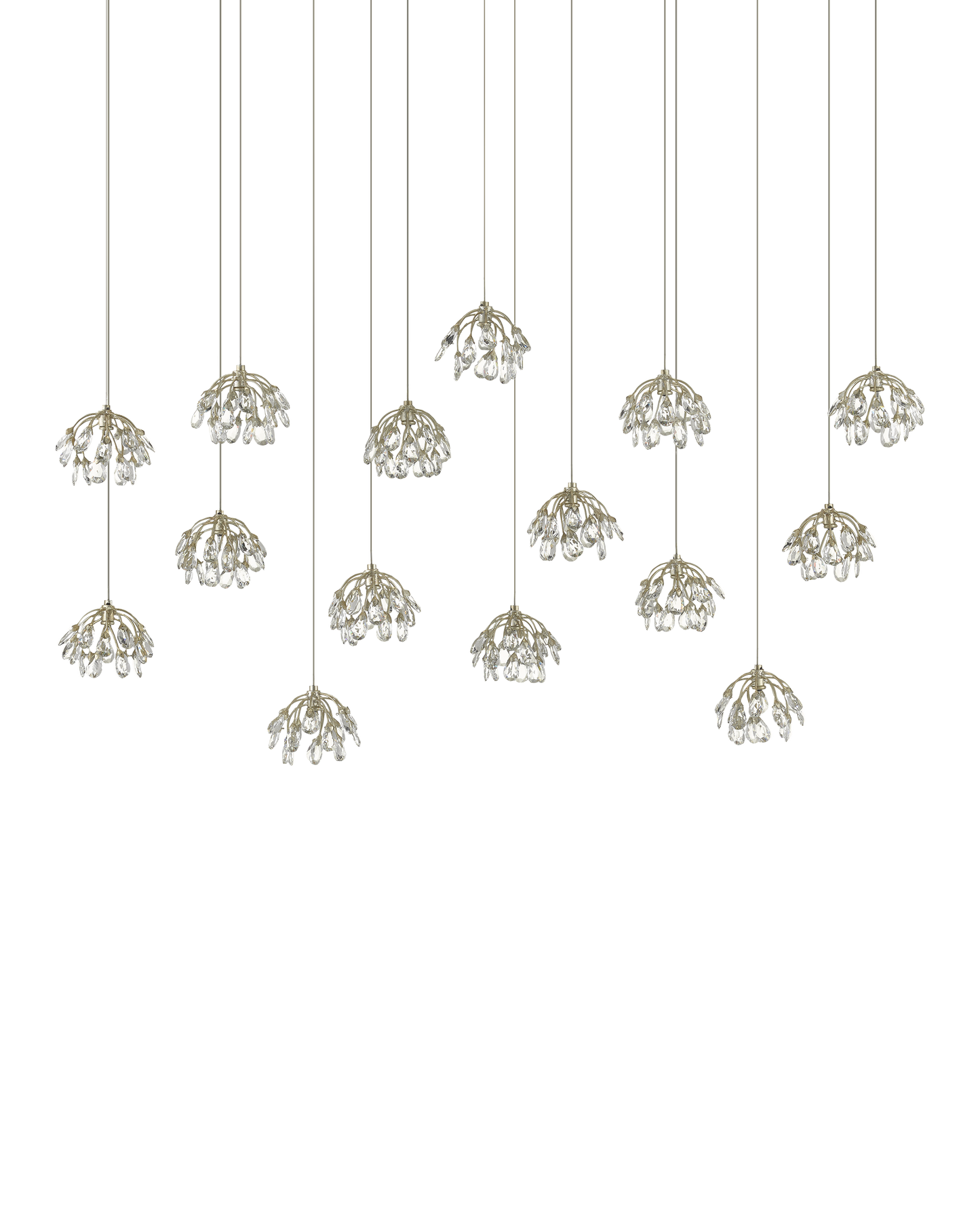 Crystal Bud 15-Light Linear Multi-Drop Pendant