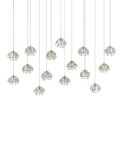 Crystal Bud 15-Light Linear Multi-Drop Pendant