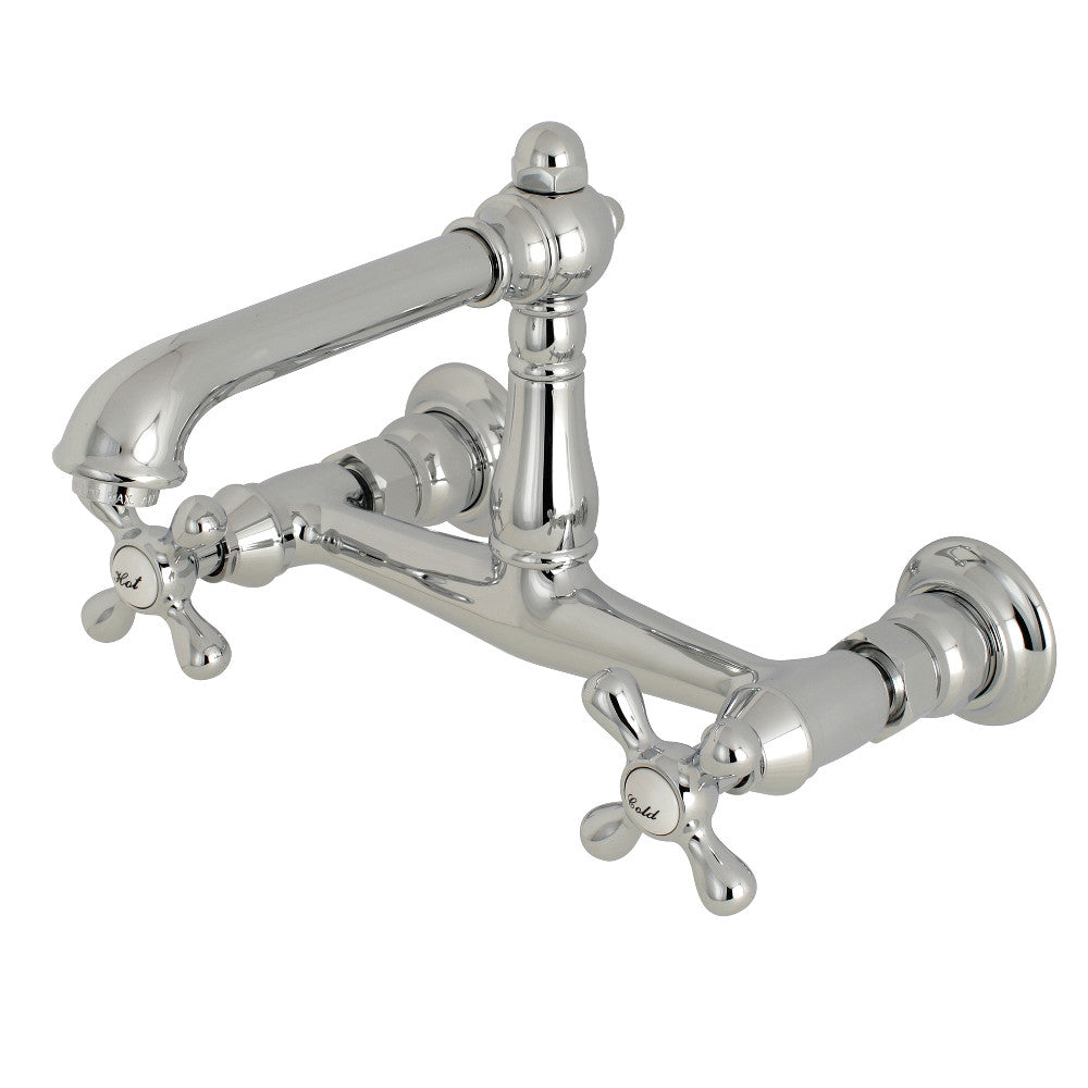 English Country Wall-Mount Bathroom Faucet in Polished Chrome