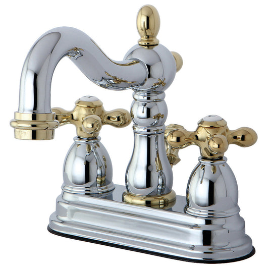 Heritage 4 Inch Centerset Bathroom Faucet in Polished Chrome/Polished Brass