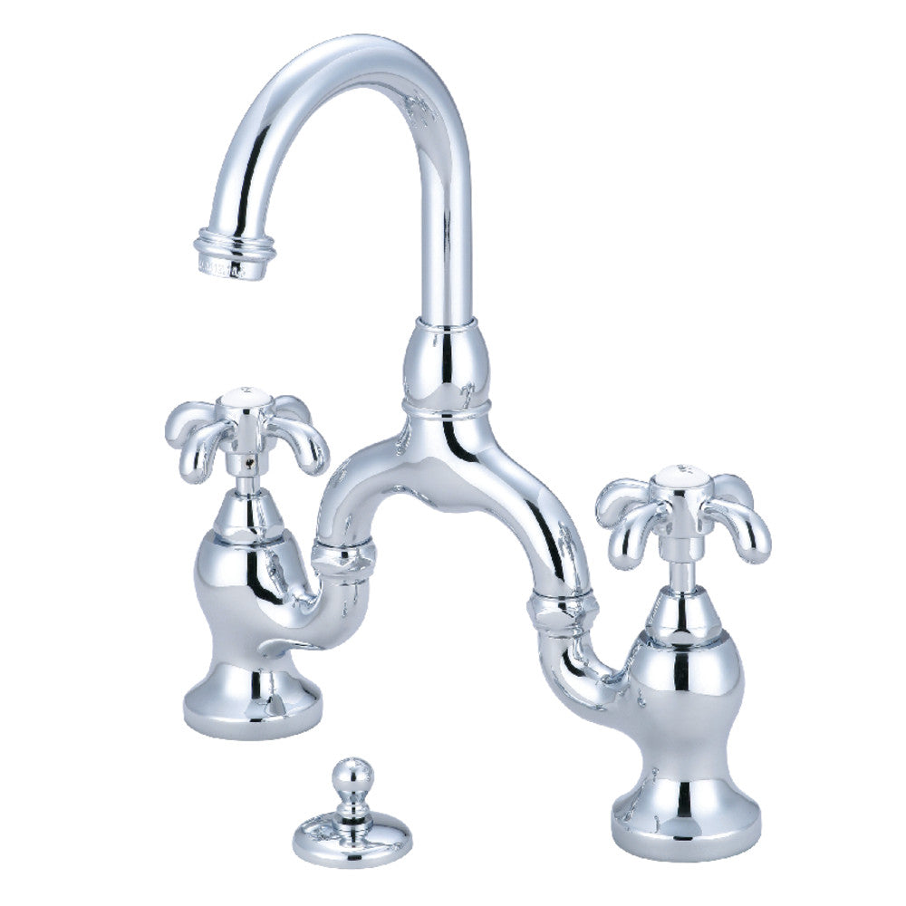 French Country Bridge Bathroom Faucet in Polished Chrome
