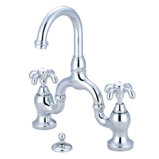 French Country Bridge Bathroom Faucet in Polished Chrome