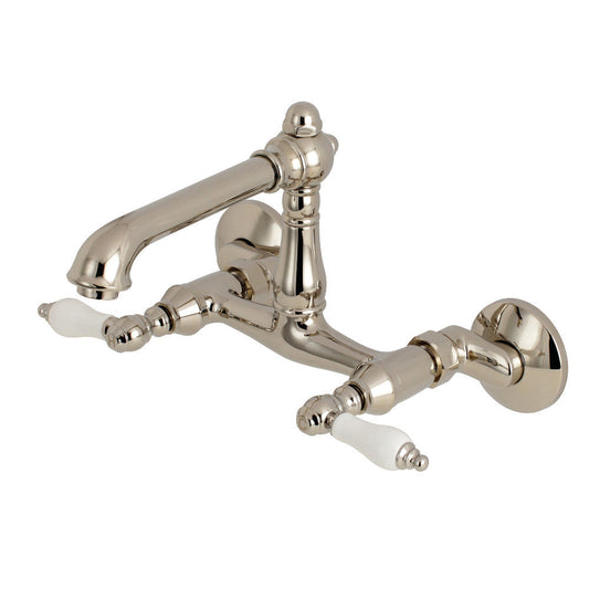 English Country Wall Mount Kitchen Faucet in Polished Nickel