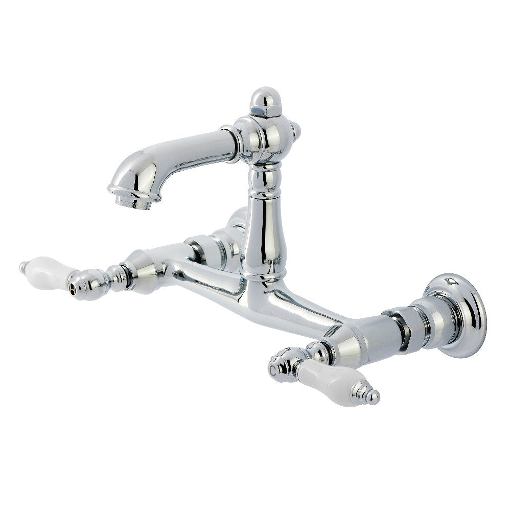 English Country Wall-Mount Bathroom Faucet in Polished Chrome