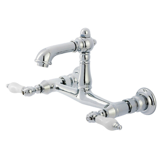 English Country Wall-Mount Bathroom Faucet in Polished Chrome